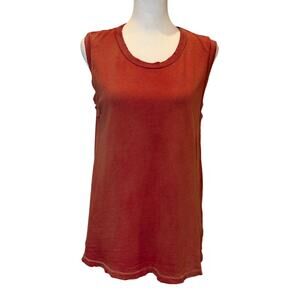 The Great Tank Top Womens Size 2 Rust Muscle Tee Distressed Neck Casual Everyday